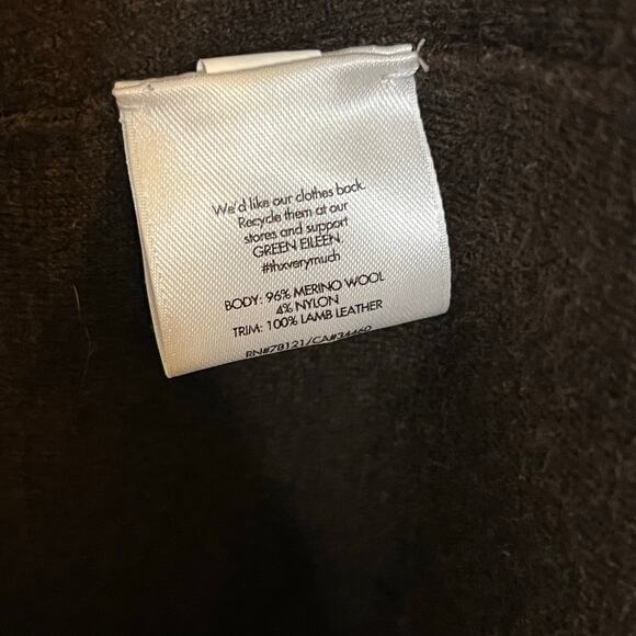 Eileen Fisher XL Merino Wool Lamb Leather Chocolate Brown Blazer Jacket Luxury - Picture 4 of 6